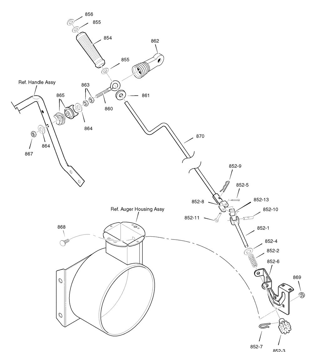 Chute Rod Diagram and Parts List for 1695488-18-2863-29 2008 Briggs and Stratton Snow Blower